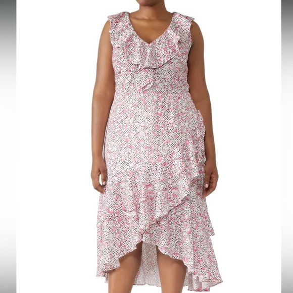Eloquii Plus Size Assymetrical Floral Ruffle Dress - Picture 1 of 8
